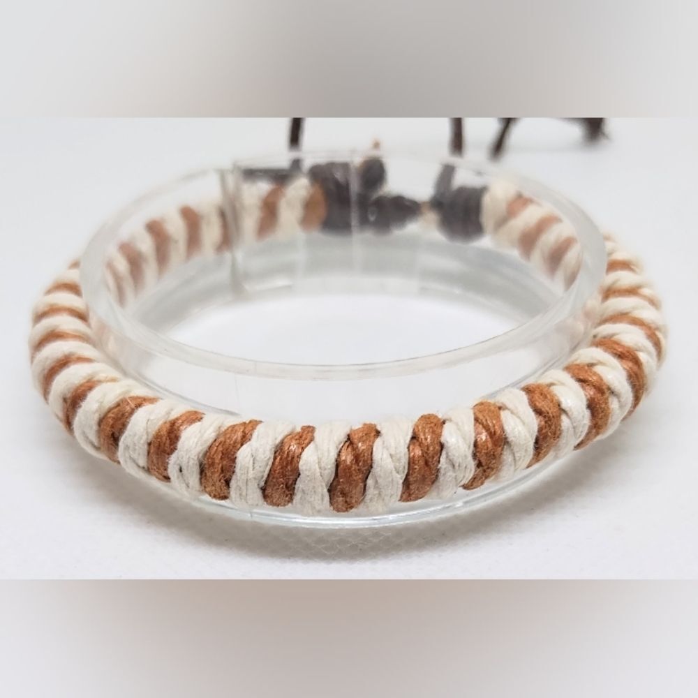 Men's leather‎ bracelet braided brown new e55